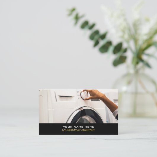 Waschmaschine, Waschraum, Reinigungsservice Visitenkarte (Stehend Vorderseite)