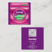 Waschmaschine Zuhause Reinigung QR-Code Rosa Quadratische Visitenkarte (Vorne/Hinten)
