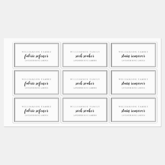 Waschmittel Schwarz/Weiß Etiketten (Blatt)