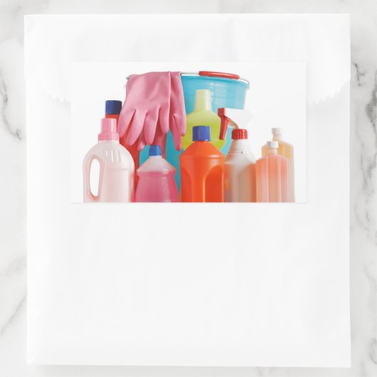 Waschmittel und Eimer Rechteckiger Aufkleber (Tasche)