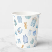 Waschsalon Blue Greenery Baby Dusche Pappbecher (Rückseite)