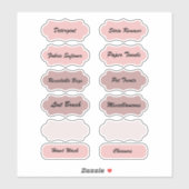 Waschsalon Zuhause Organisation Rosa Labels (Blatt)