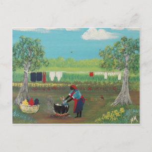 Waschtag in den Fünfzigern Postkarte