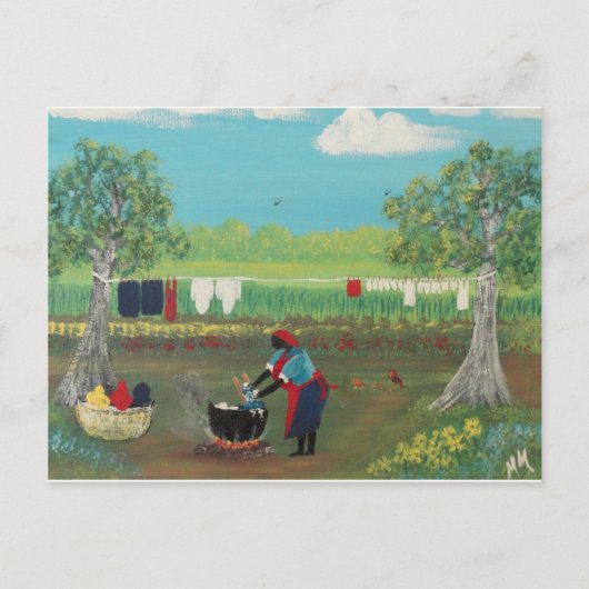 Waschtag in den Fünfzigern Postkarte (Vorderseite)
