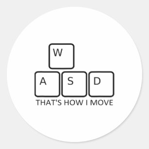Wasd Gaming Design - ikonische PC-Gamer-Tastaturgr Runder Aufkleber
