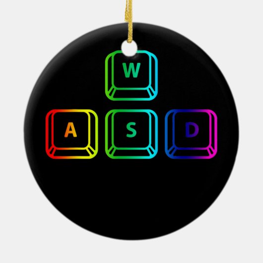 WASD Keyboard Keys Computer Gamer PC Gaming Keramik Ornament (Hinten)