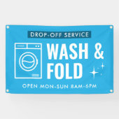 Wash and Fold Service Laundry Dry Cleaners Blue Banner (Horizontal)