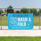 Wash and Fold Service Laundry Dry Cleaners Blue Banner (Insitu)