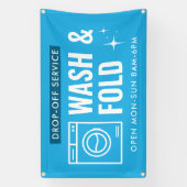 Wash and Fold Service Laundry Dry Cleaners Blue Banner (Vertikal)