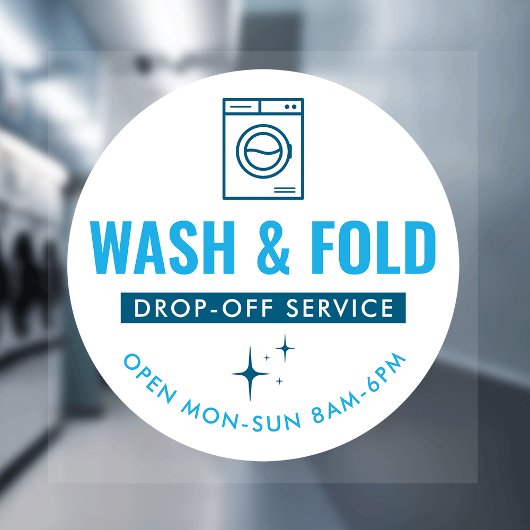 Wash and Fold Service Laundry Dry Cleaners Blue Fensteraufkleber