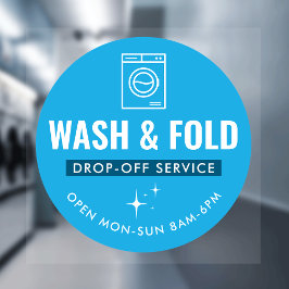 Wash and Fold Service Laundry Dry Cleaners Blue Fensteraufkleber