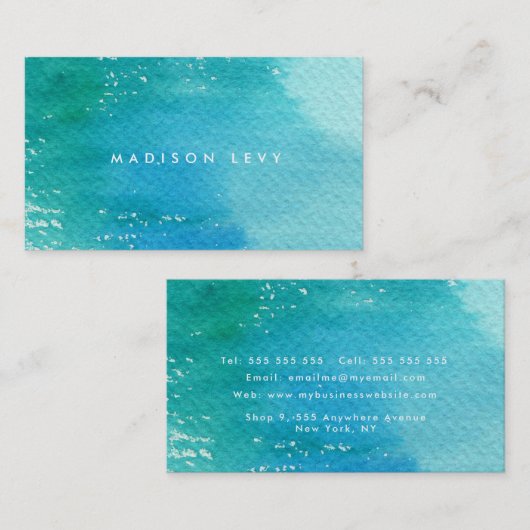 Wash Blue Moderne Minimalistisch Terminkarte (Vorne/Hinten)