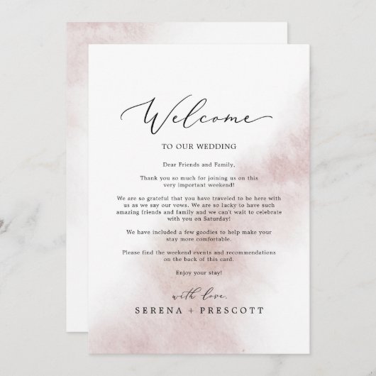 Wash Blush Willkommensbrief & Unterkunft (Vorne/Hinten)