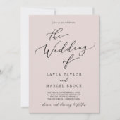 Wash Coordinate Blush Pink QR Code Back Wedding Einladung (Vorderseite)