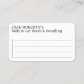 Wash & Detailing für Kraftfahrzeuge - Druckwaschmi Visitenkarte (Rückseite)