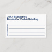 Wash & Detailing für Kraftfahrzeuge - Druckwaschmi Visitenkarte (Rückseite)