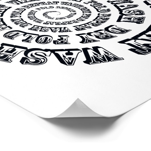 Wash Dry Fold Wiederholung Badezimmer Zeichen Poster (Ecke)