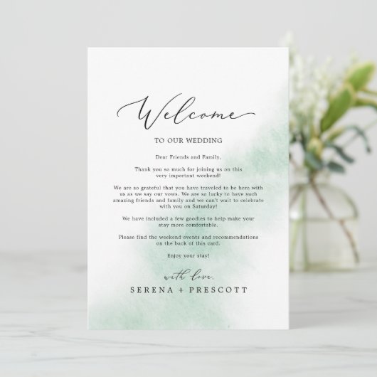 Wash Green Willkommensbrief & Tour (Stehend Vorderseite)