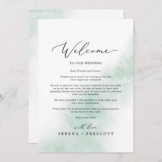 Wash Green Willkommensbrief & Tour (Vorne/Hinten)