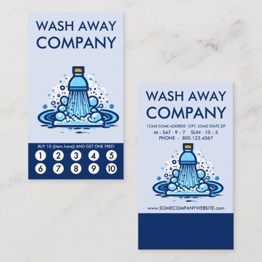 Wash Loyalty Punch Card Treuekarte (Vorne/Hinten)