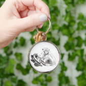 Wash Painting Monkey Year Zodiac Round Schlüsselan Schlüsselanhänger (Hand)