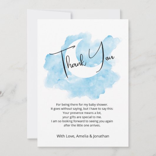 Wash Watercolor Celestial Flat Danke Karte (Vorderseite)