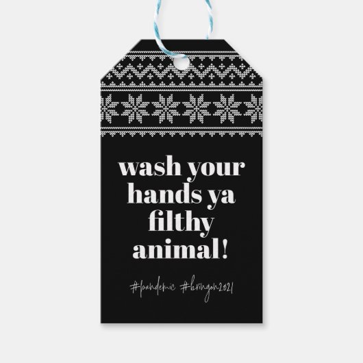 Wash your Hands 2020 Funny Spaß Sweater Stitch Geschenkanhänger (Vorderseite)