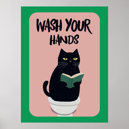Wash your hands | Cat | Funny & decorative Poster (Vorne)