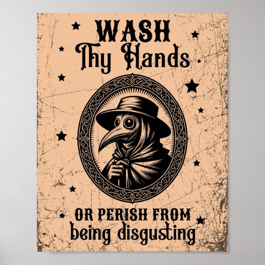 Wash your Hands oder Perish Funny Bathroom Art Poster (Vorne)