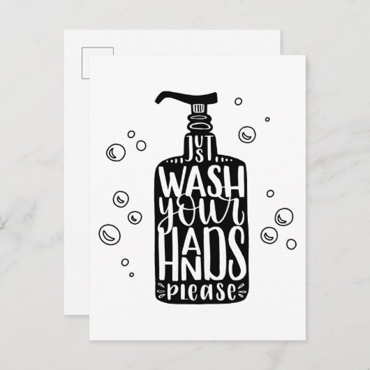 Wash Your Hands Please Postkarte (Vorne/Hinten)