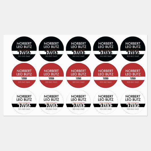 Washable Waterproof Sticker Label Black Red White (Blatt)