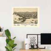 Washburn, WI Panorama Karte - 1886 Poster (Heimbüro)