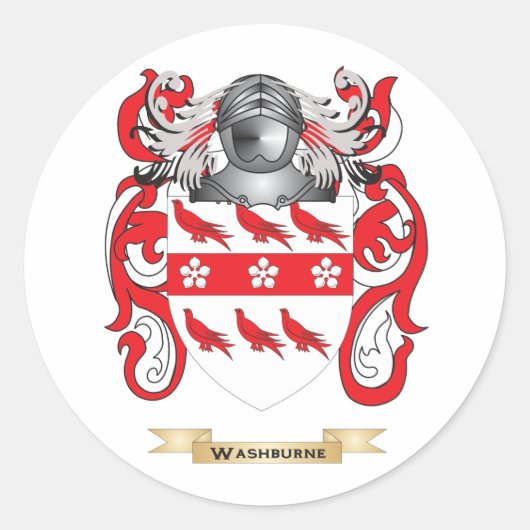 Washburne-Familienwappen (Wappen) Runder Aufkleber (Vorderseite)