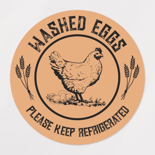 Washed Eggs Keep Refrigerated Etiketten (Design 1)
