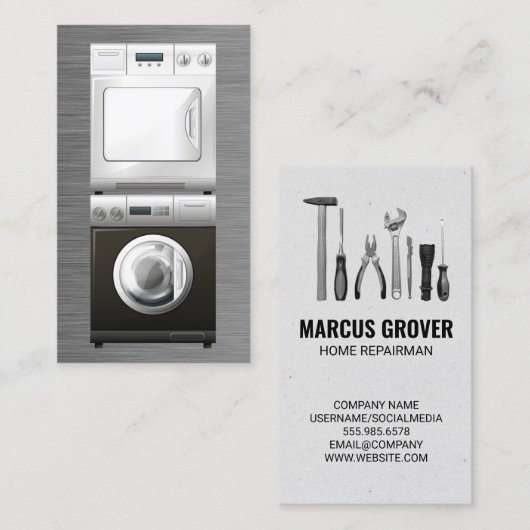 Washer and Dryer | Repair Tools Visitenkarte (Vorne/Hinten)
