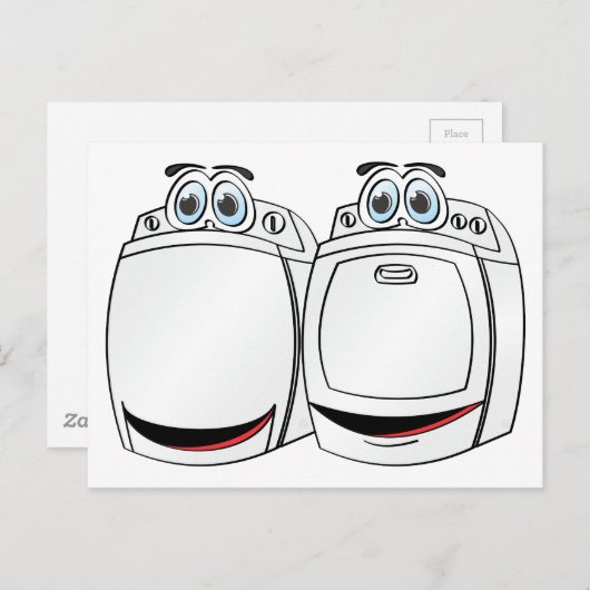 Washer Dryer Cartoon Postkarte (Vorne/Hinten)