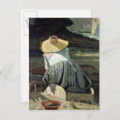 Washerwoman am Fluss, 1860 Postkarte (Vorne/Hinten)