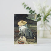 Washerwoman am Fluss, 1860 Postkarte (Stehend Vorderseite)