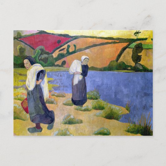 Washerwomen am Laita River bei Pouldu Postkarte (Vorderseite)