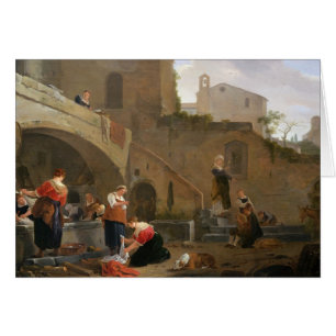 Washerwomen durch einen römischen Brunnen