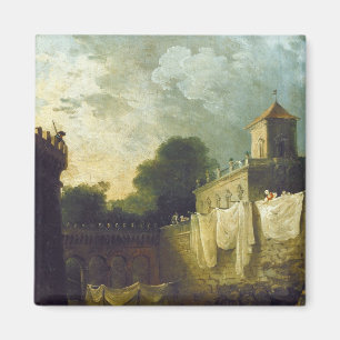 Washerwomen im Burggraben eines italienischen Magnet