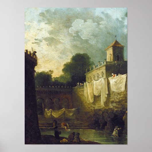 Washerwomen im Moat einer italienischen Villa Poster (Vorne)