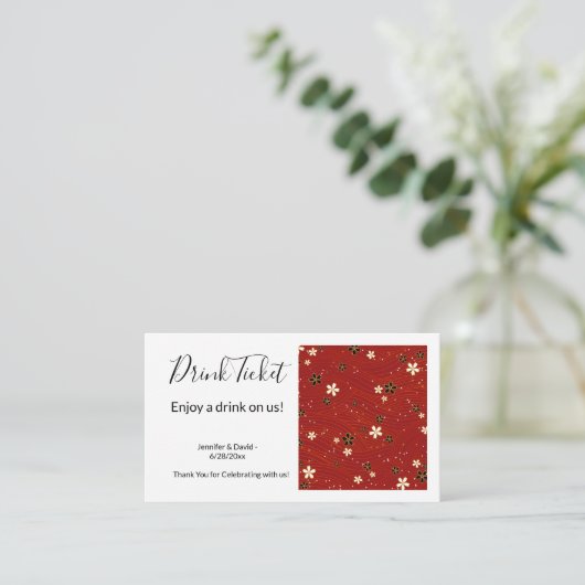 Washi Paper Drink Ticket Enclosure Card Begleitkarte (Stehend Vorderseite)