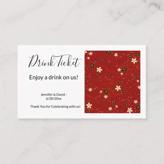 Washi Paper Drink Ticket Enclosure Card Begleitkarte (Vorderseite)