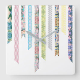 Washi Tape Pastels | DIY & Crafts | Ribbon Strips Quadratische Wanduhr