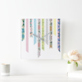 Washi Tape Pastels | DIY & Crafts | Ribbon Strips Quadratische Wanduhr (Zuhause)