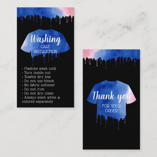 Washing Care Instruction black Visitenkarte (Vorne/Hinten)