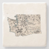 Washington Antique Picture Map Vintager Staat Char Steinuntersetzer (Vorderseite)