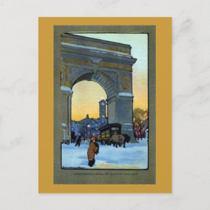 Washington Arch bei winterlicher Dämmerung Postkarte