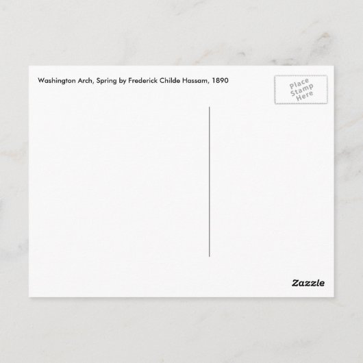 Washington Arch, Frühling von Frederick Childe Has Postkarte (Rückseite)